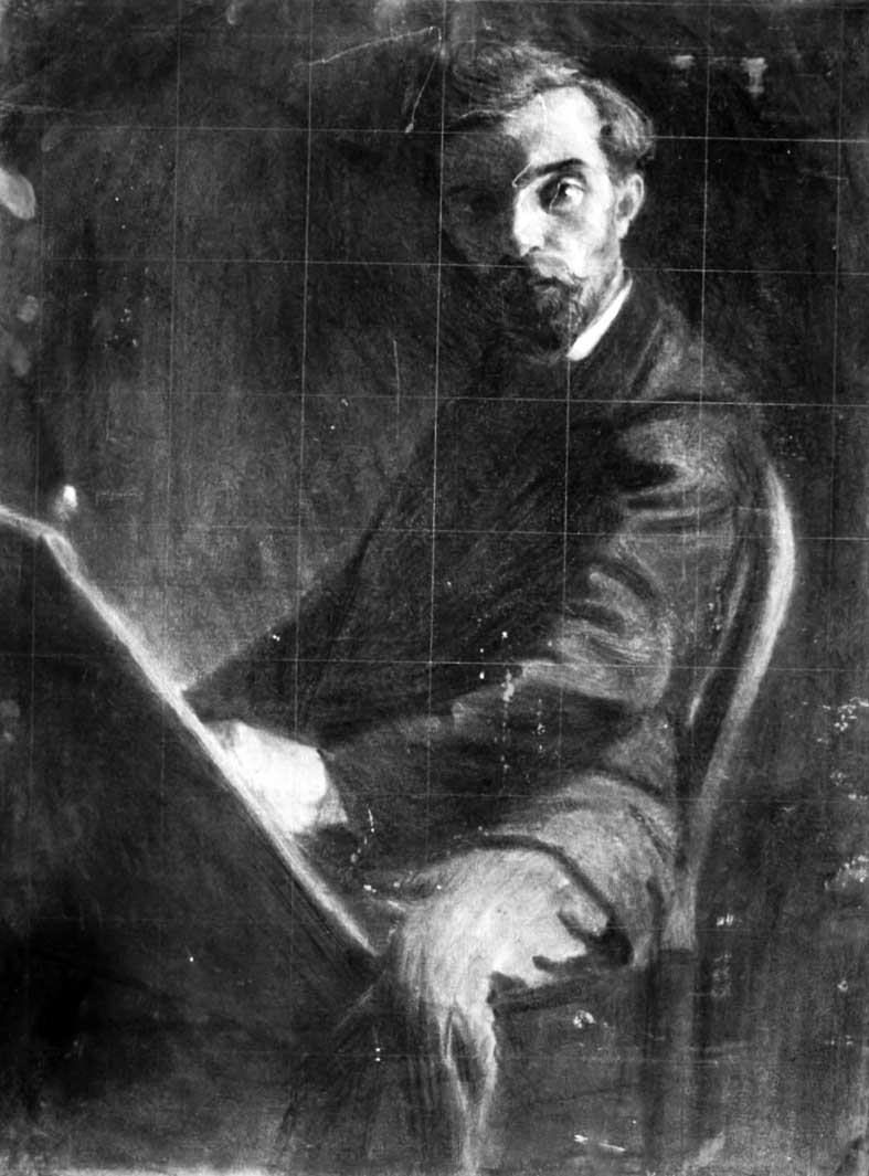 "Autoportrait", fusain, vers 1899, collection privée, France.