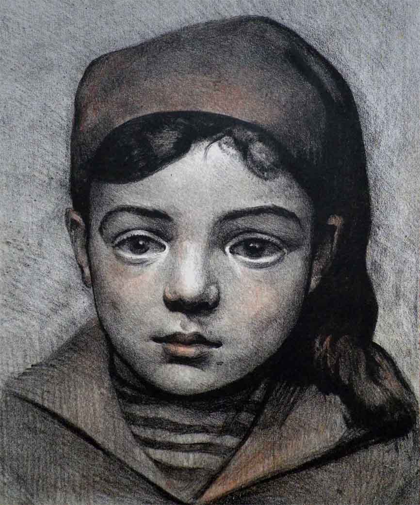 "Portrait de Matelot", lithographie rehaussée (22cm x 29cm), vers 1920, collection Yann Gobert-Sergent.